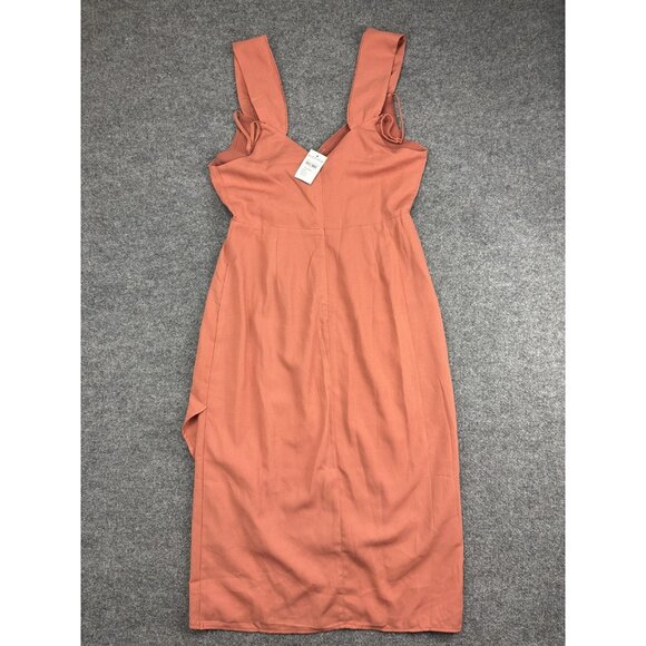 Bohme Dress Womens Medium Rose Drop Sly Fitted Midi Sleeveless Wrap Tulip Hem - Picture 10 of 10